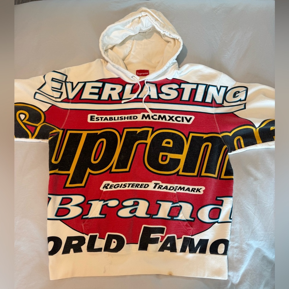 Supreme Red and White Graphic Hoodie